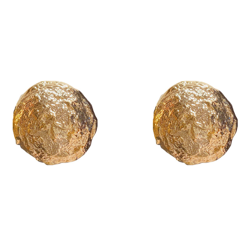 Eaioncol Irregular Texture Circle Stud Earrings 18K Gold Silver