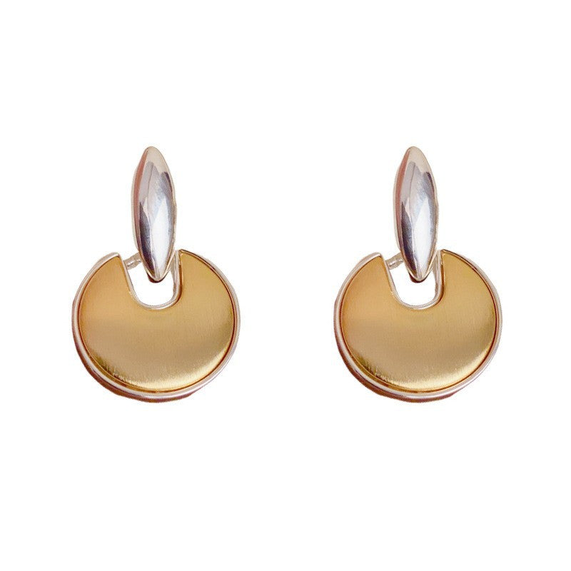 Eaioncol Two-Tone Circle Drop Earrings 14K Gold & Silver Plated