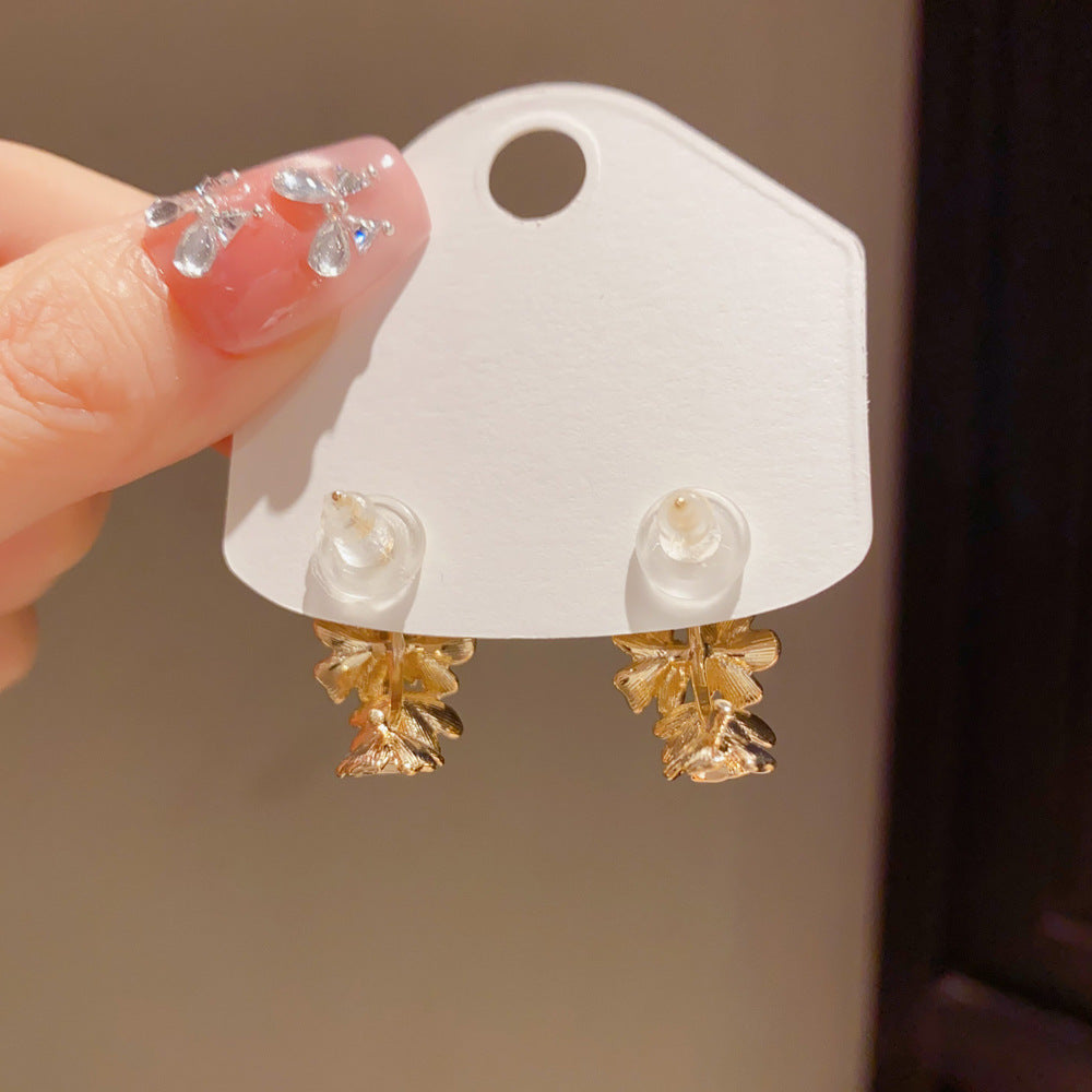Eaioncol Metal Petal Hoop Earrings Gold Silver