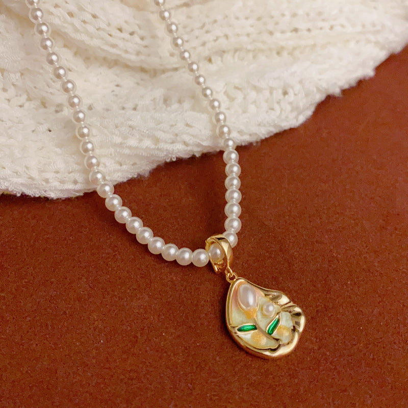 14K Gold Pearl Tulip Geometric Jewelry – Earrings, Bracelet & Necklace