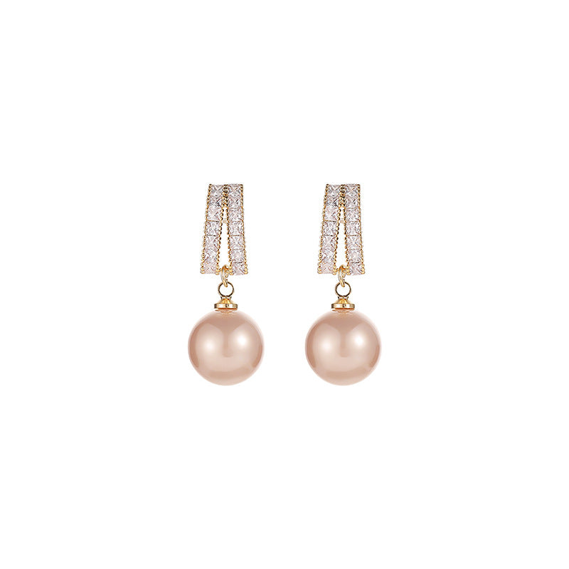 14K Gold Plated Pearl Tassel Earrings - S925 Silver Posts with Micro-Paved Zircon