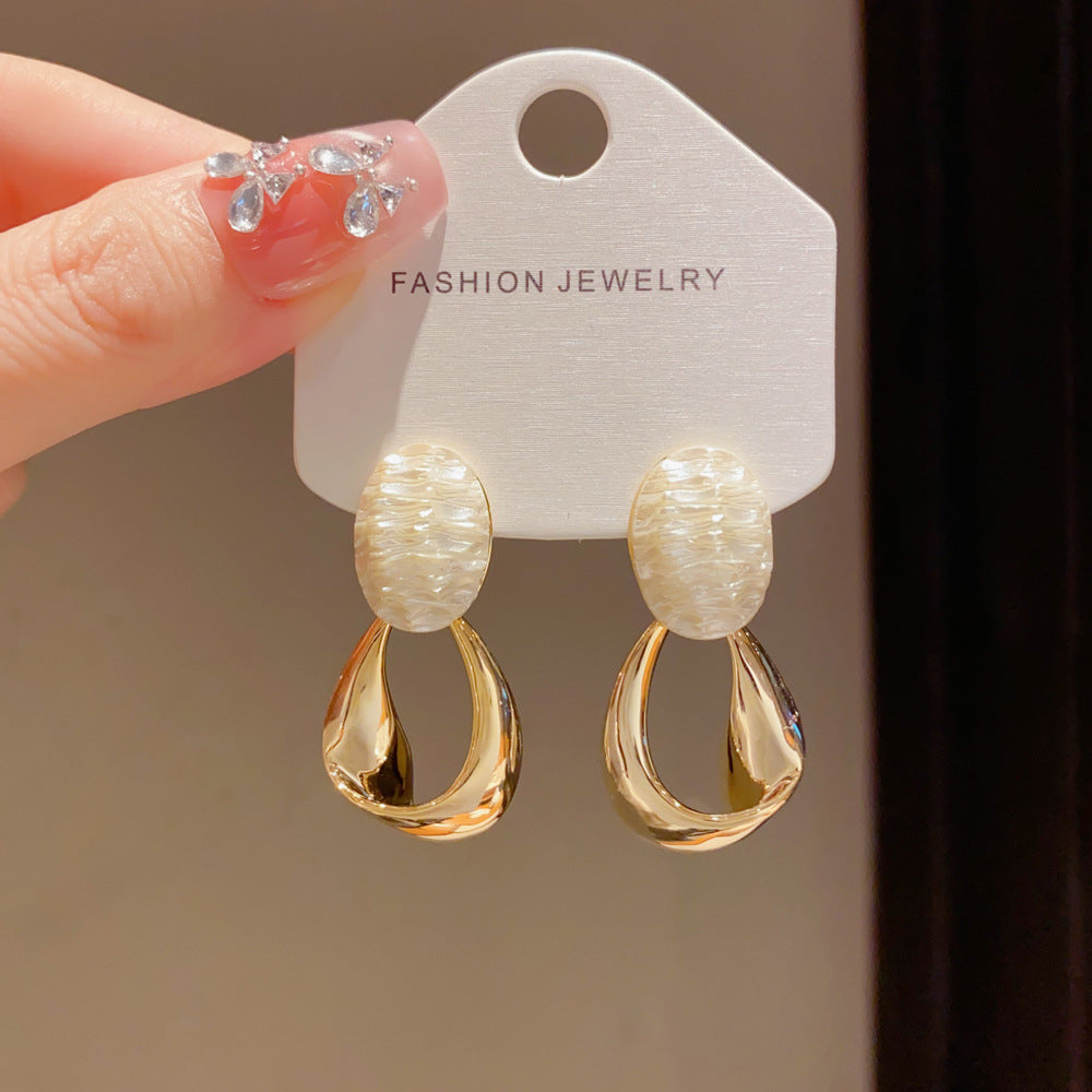 Eaioncol Oval Geometric Drop Earrings 14K Gold Plated