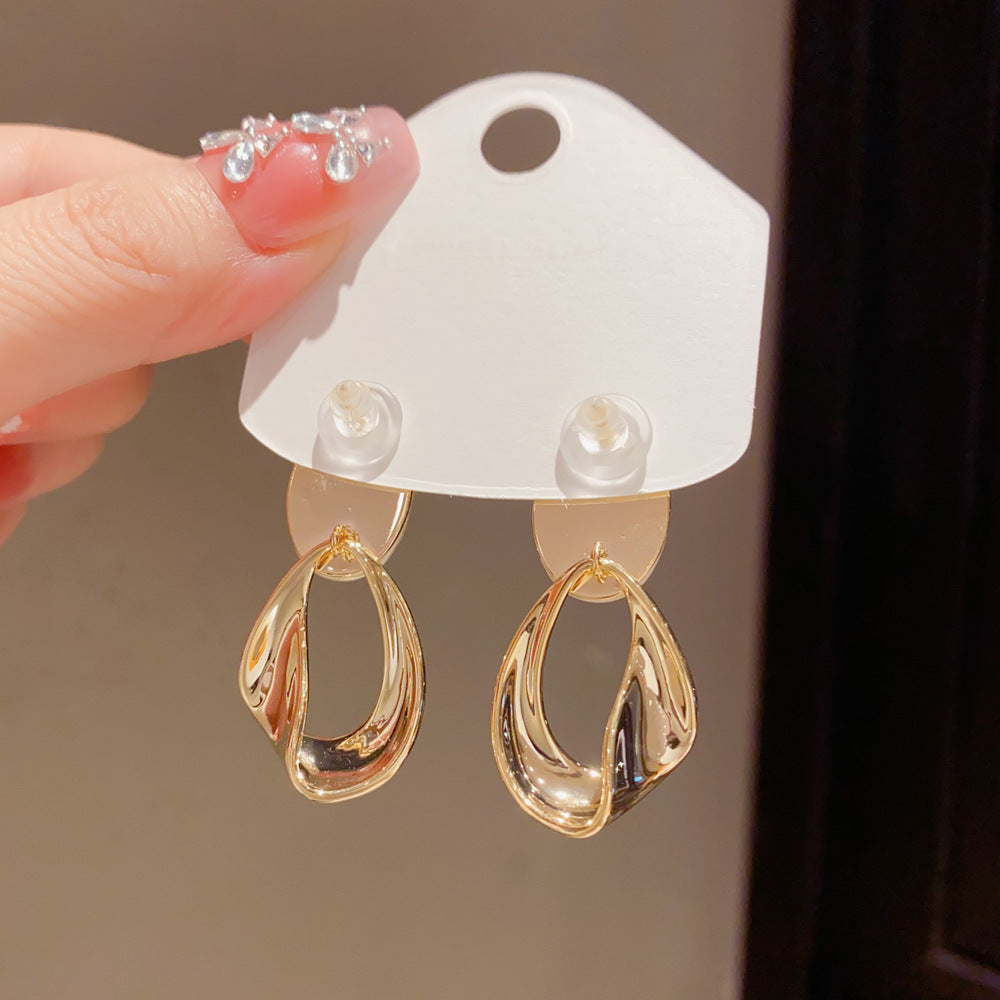 Eaioncol Oval Geometric Drop Earrings 14K Gold Plated