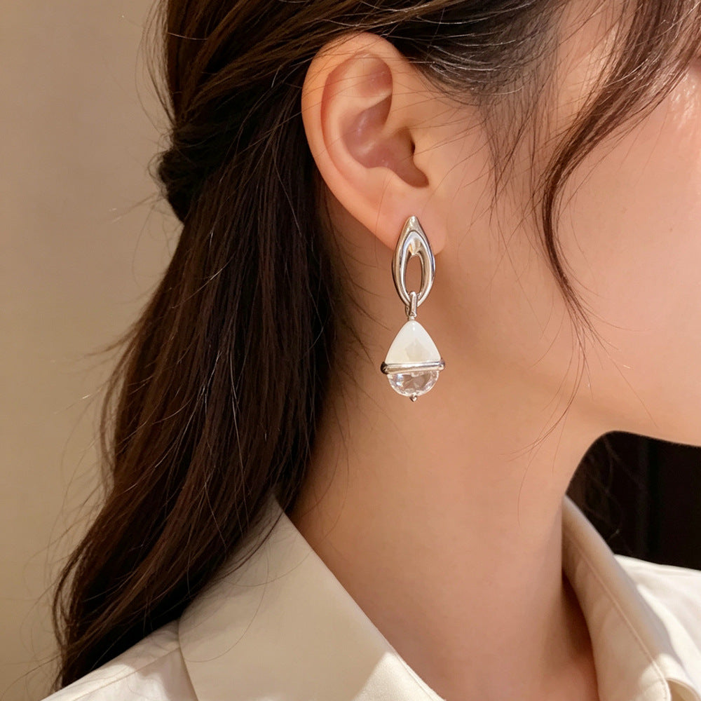 Eaioncol Geometric Mother of Pearl Drop Earrings Gold Silver