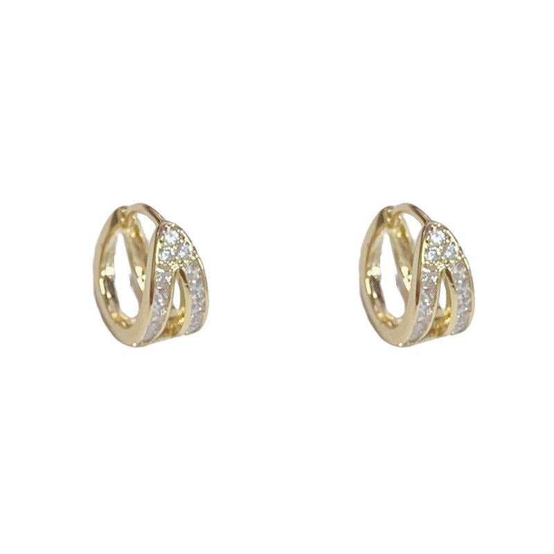 Luxury Double-Layer Zircon Ear Cuff Earrings – Geometric Design