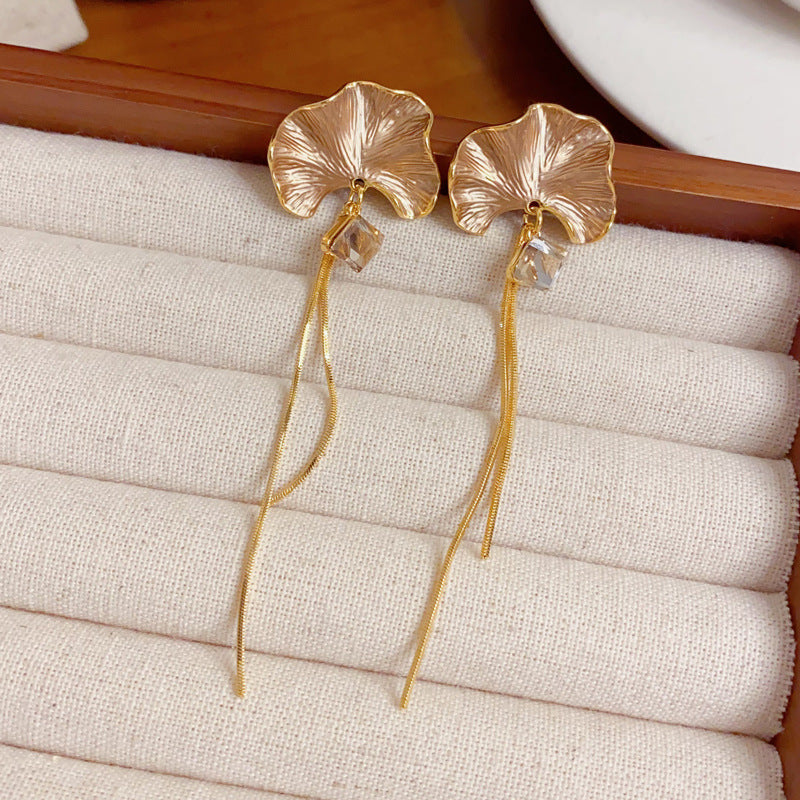 Elegant Fan-Shaped Square Zircon Tassel Drop Earrings – Fringe Design