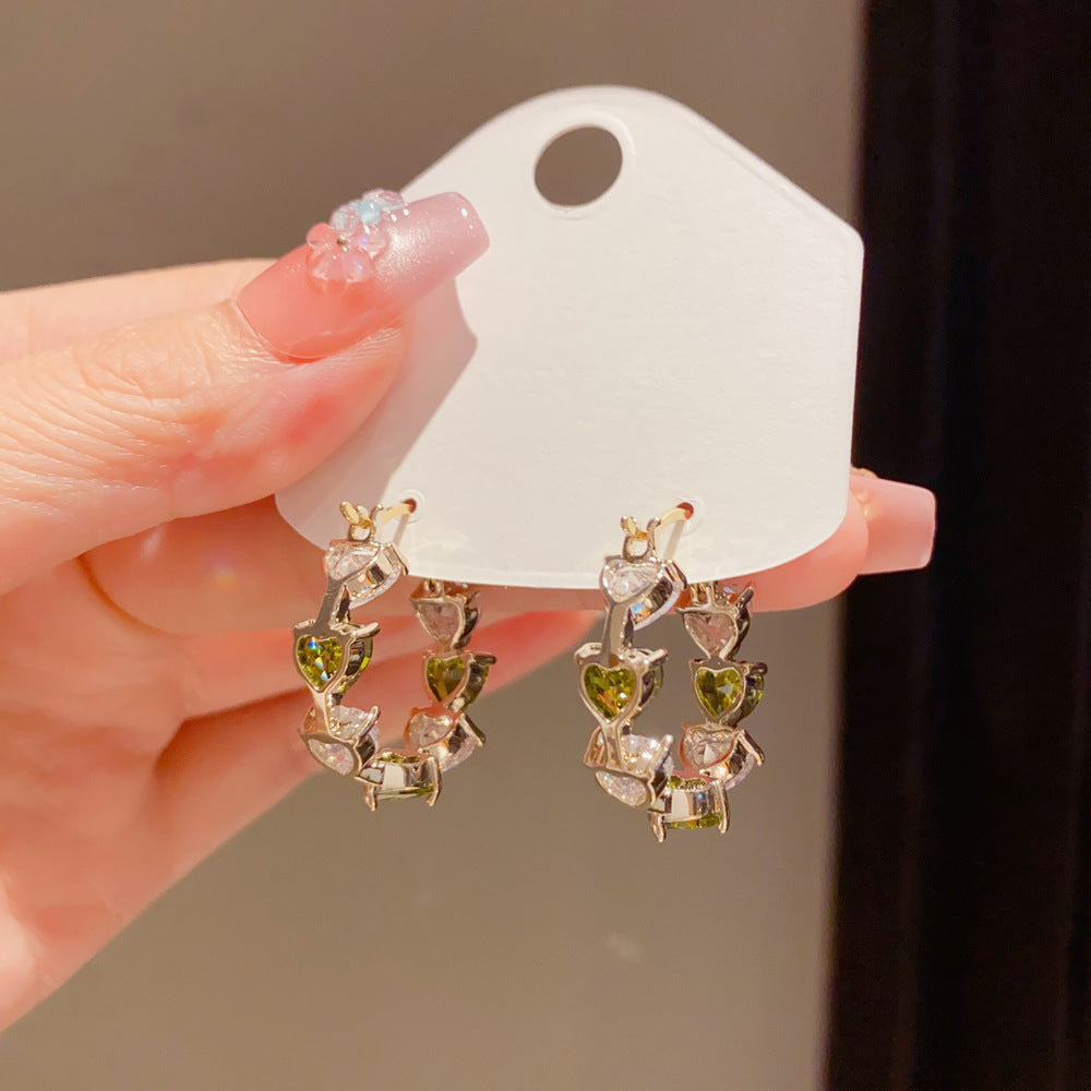 Eaioncol Two-Tone Heart CZ Hoop Earrings 14K Gold Plated
