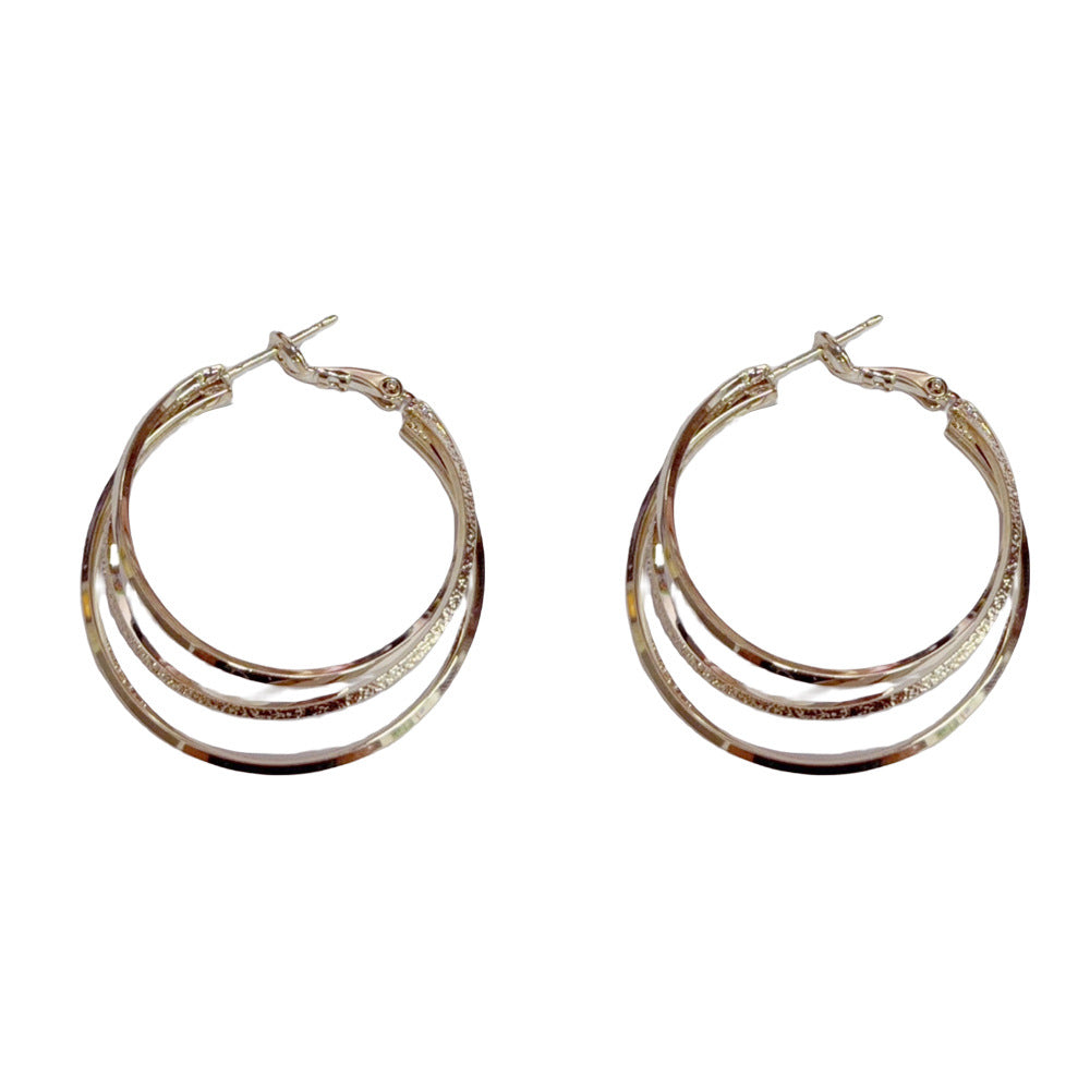 Eaioncol Triple Layer Hoop Earrings Coffee Gold