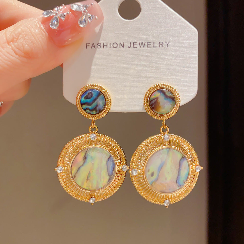 Eaioncol Colorful Mother of Pearl Circle Drop Earrings Gold