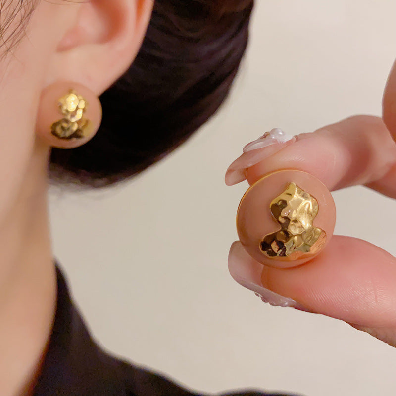 Luxury Gourd Circle Stud Earrings – Geometric Design