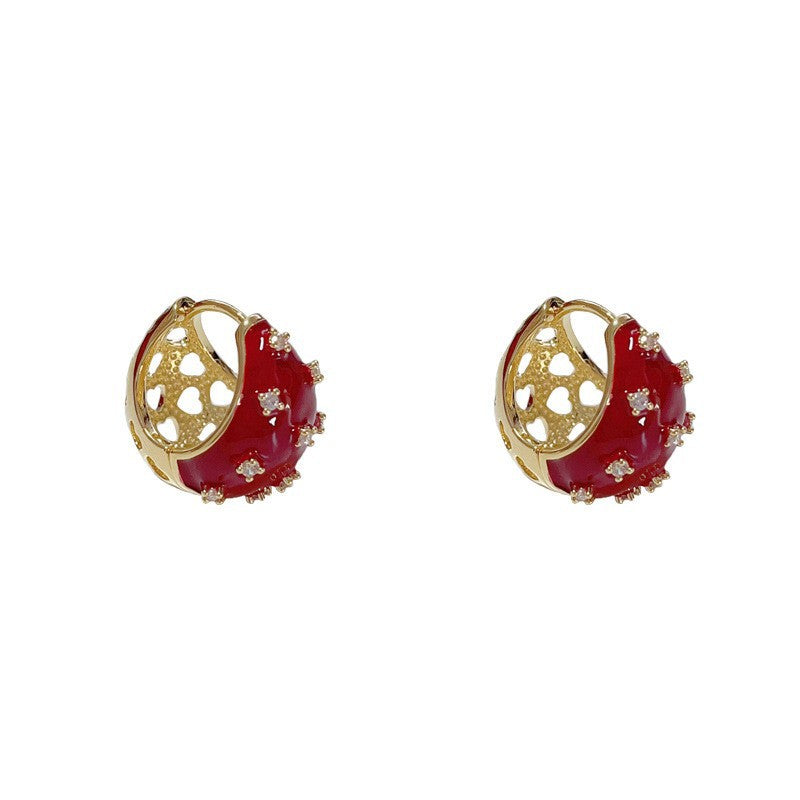 Elegant Zircon Red Hollow Teardrop Ear Cuff – Minimalist Design