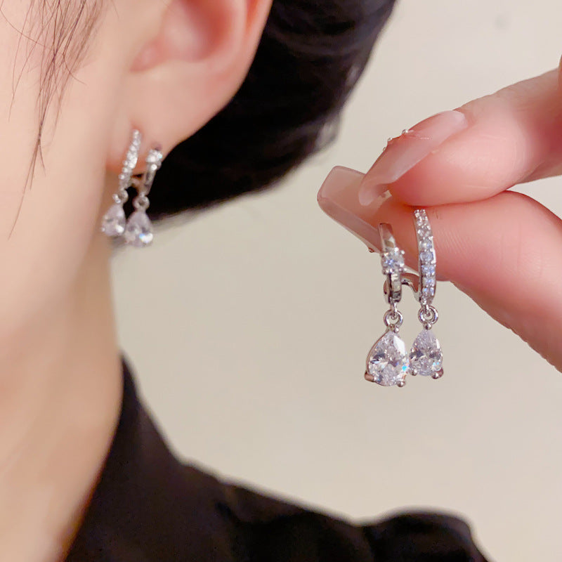 Eaioncol Double Layer Teardrop CZ Earrings Gold