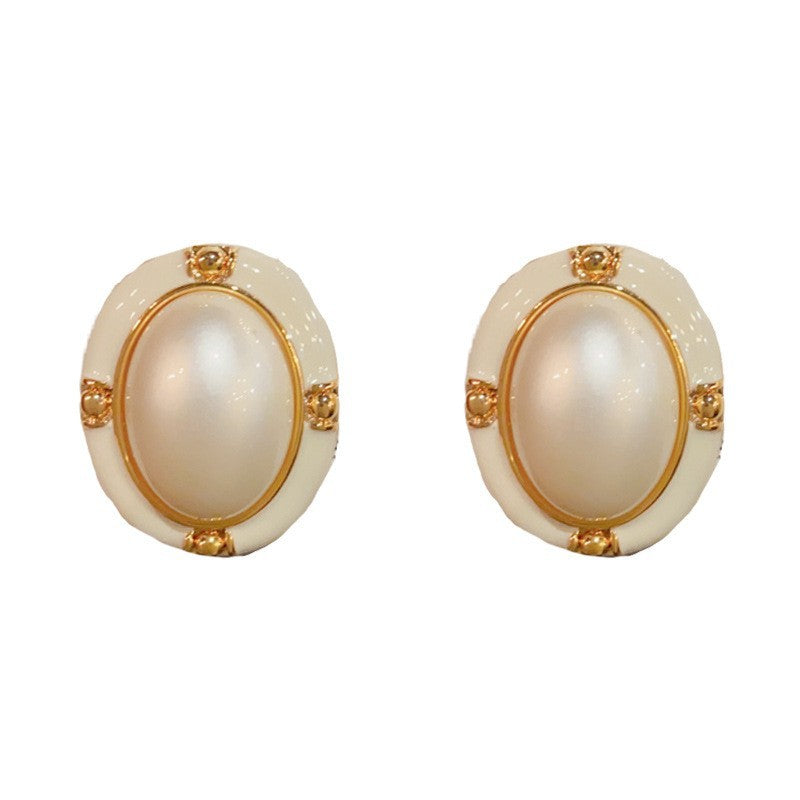 Eaioncol Geometric Oval Stud Earrings 14K Gold Plated