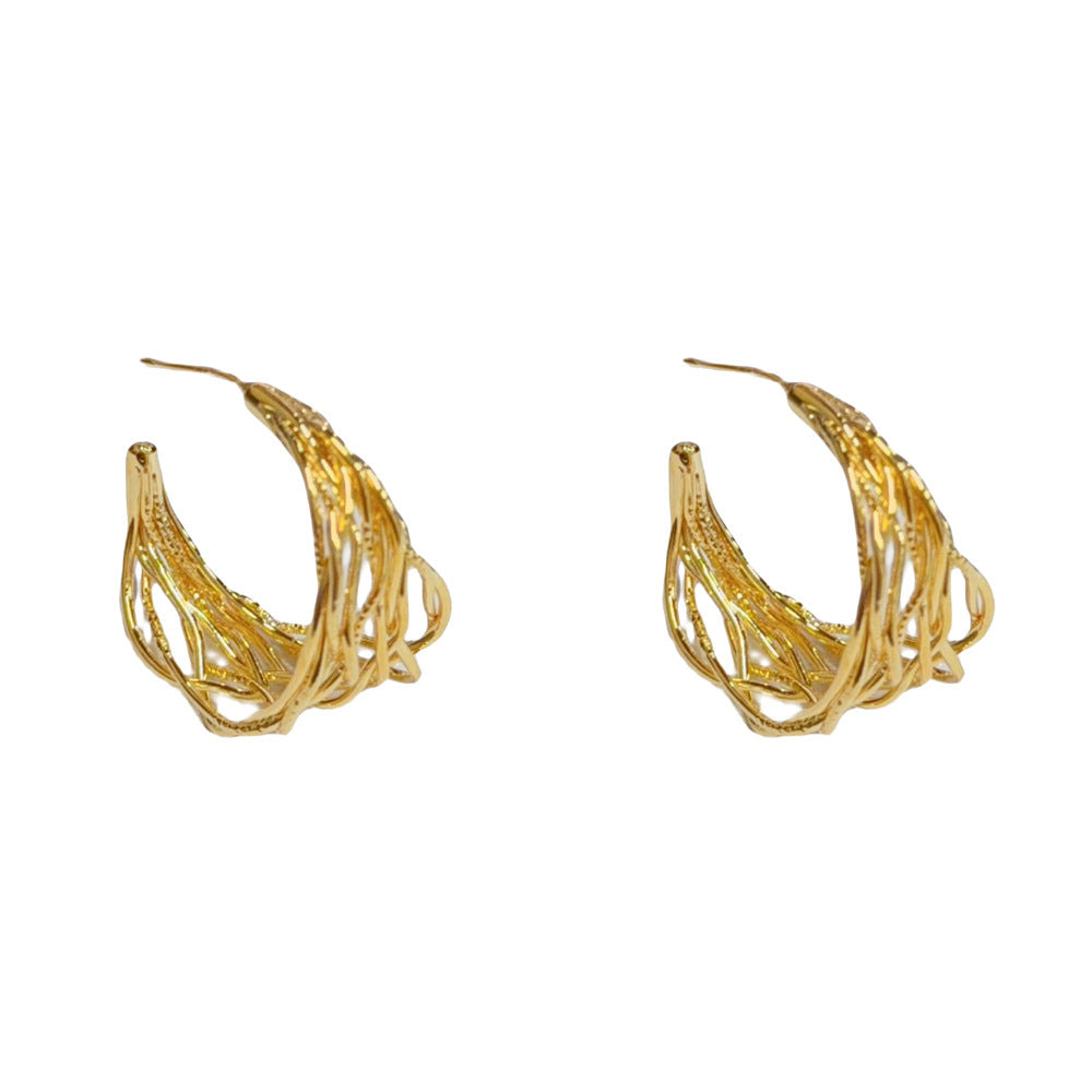 Eaioncol Geometric Line Hoop Earrings Gold Silver