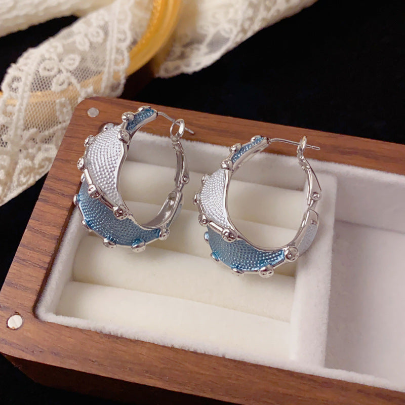 Luxury Polka-Dot Twisted Color-Block Hoop Earrings – Retro Design