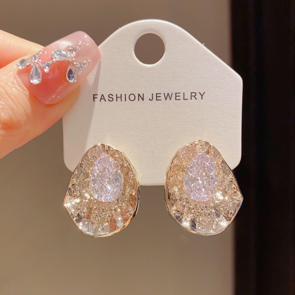 Eaioncol Coffee Irregular CZ Teardrop Earrings 14K Gold Plated