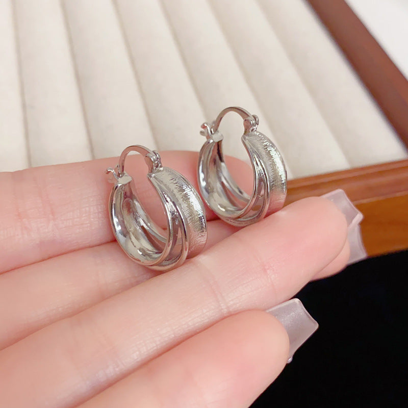 Eaioncol Geometric Metal Hoop Earrings Gold Silver