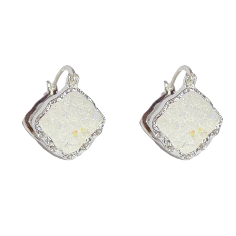 Eaioncol Square Crystal Drop Earrings Green