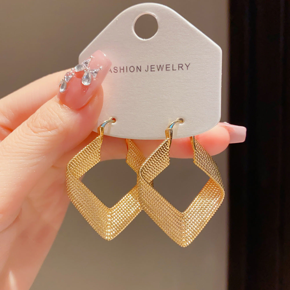 Eaioncol Diamond Metal Hoop Earrings Gold Silver