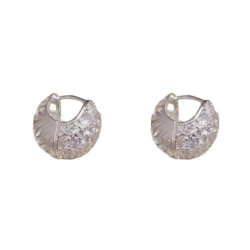 14K Gold-Plated White Gold Hollow Plaid Earrings - Elegant Design