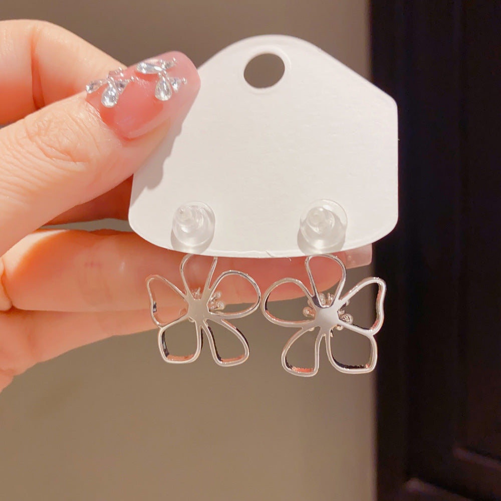 Eaioncol Openwork Petal Pearl Drop Earrings Silver 925 Post