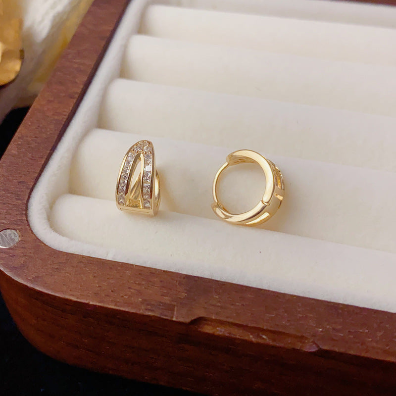 Luxury Double-Layer Zircon Ear Cuff Earrings – Geometric Design