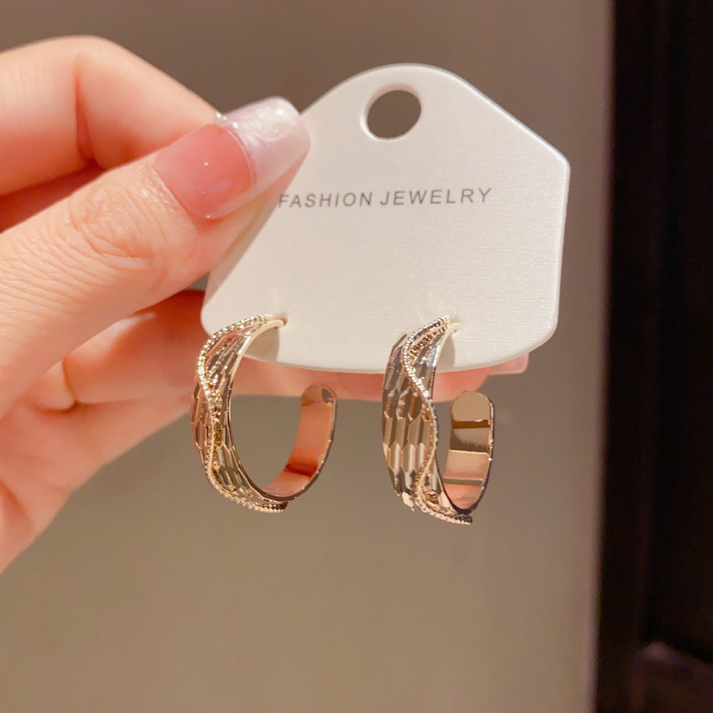 Eaioncol Light Coffee Gold Hoop Earrings 14K Gold Plated