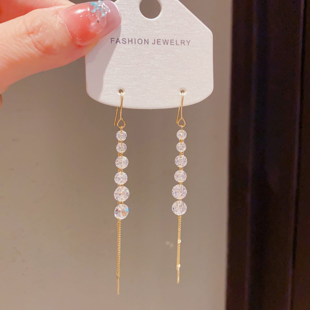 Eaioncol CZ Chain Tassel Ear Hooks 14K Gold & Silver Plated