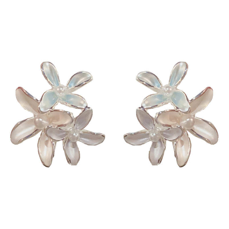 Eaioncol Hand-Painted Petal Stud Earrings Gold