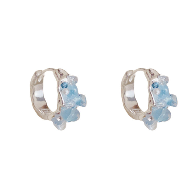 Luxury Irregular Blue Crystal Sliver Earrings – Elegant Design