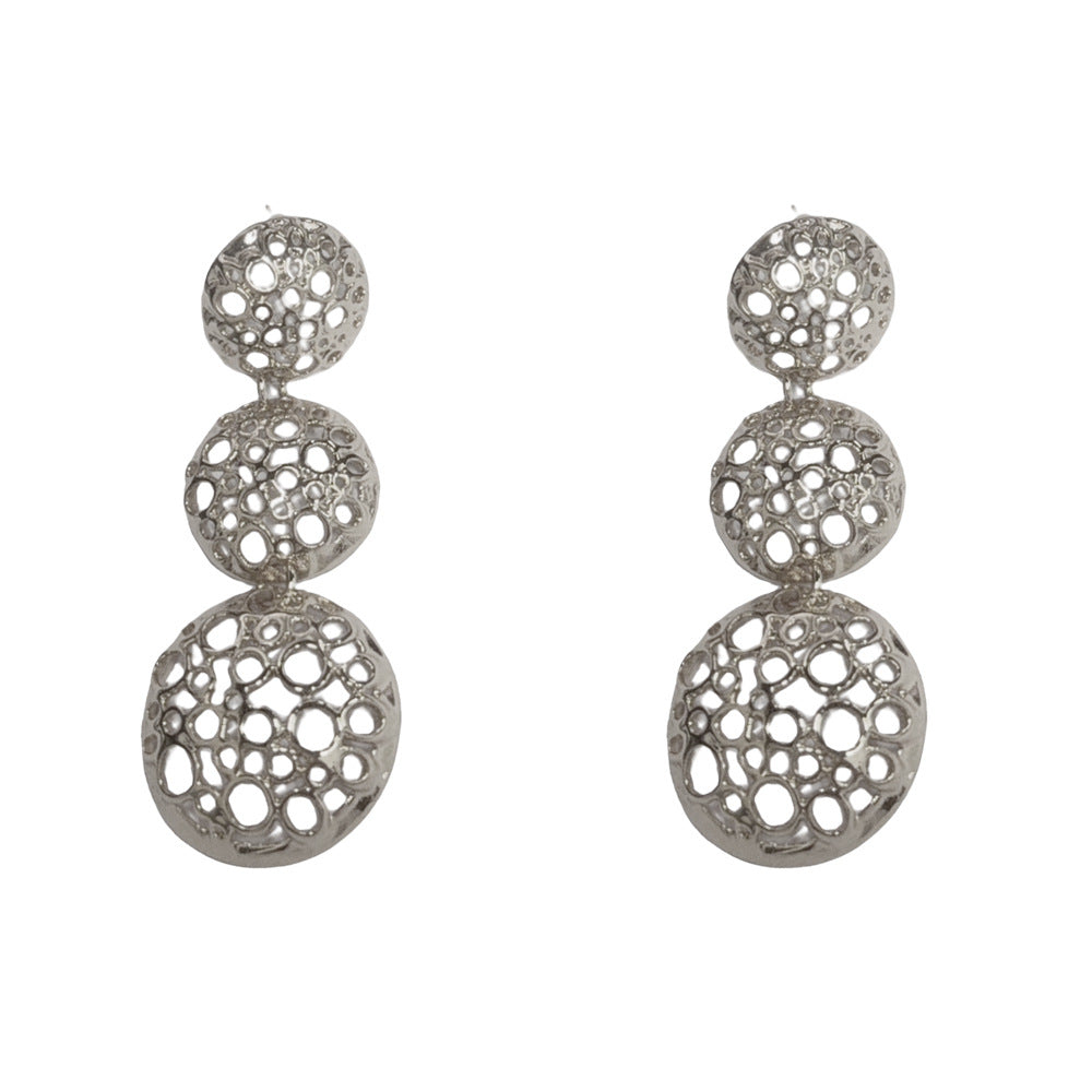 Eaioncol Openwork Circle Tassel Drop Earrings Gold Silver