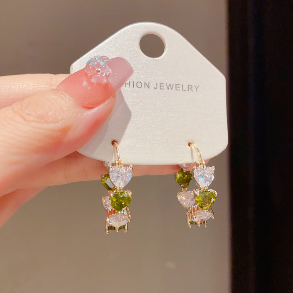 Eaioncol Two-Tone Heart CZ Hoop Earrings 14K Gold Plated