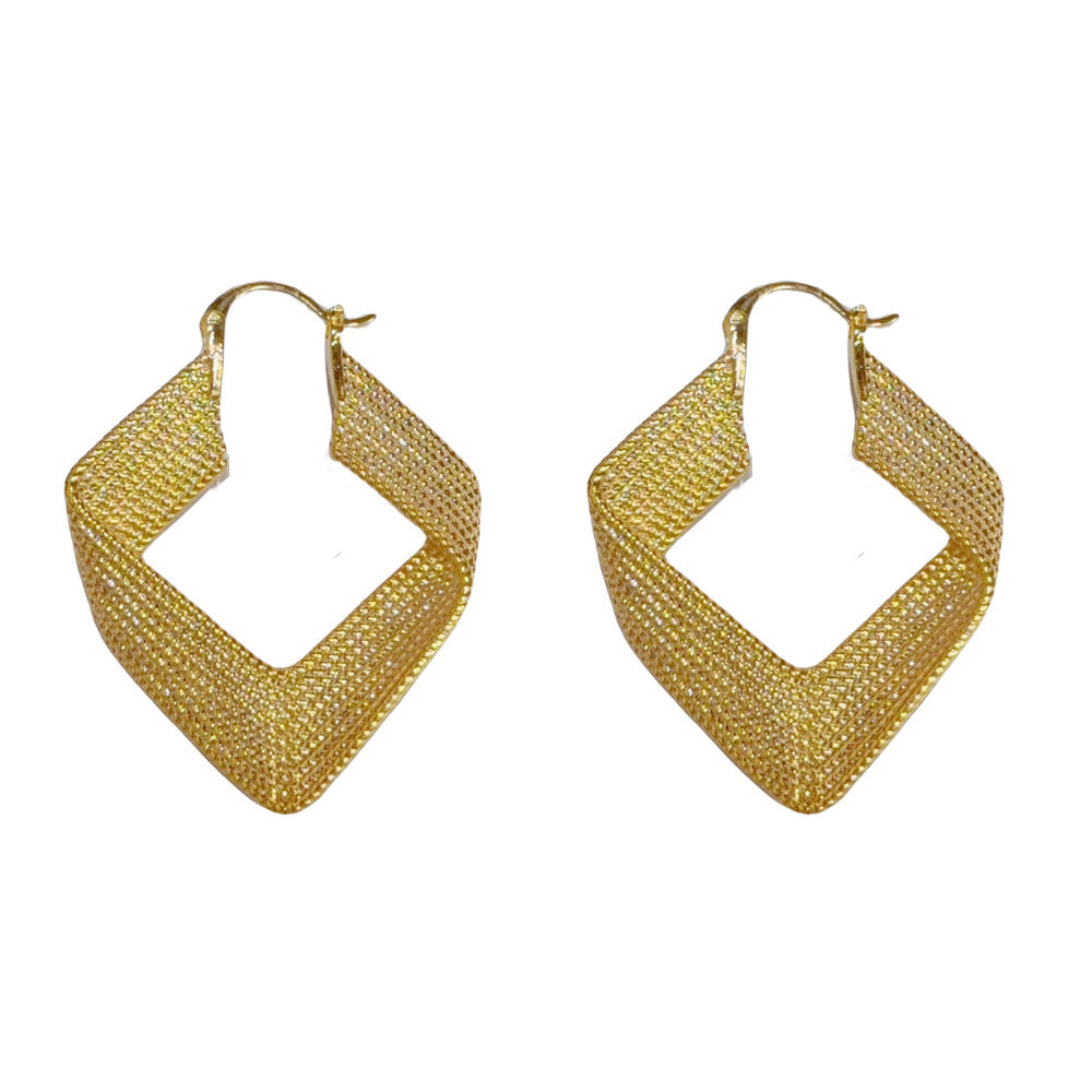 Eaioncol Diamond Metal Hoop Earrings Gold Silver