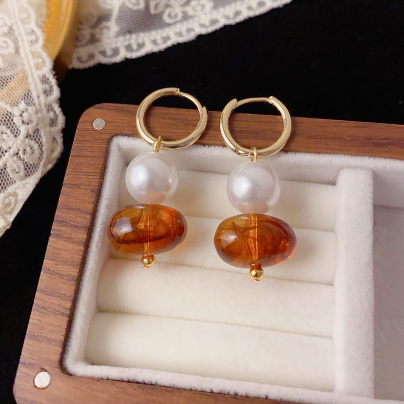 Luxury Pearl & Resin Tassel Ear Cuff Earrings – Elegant Design