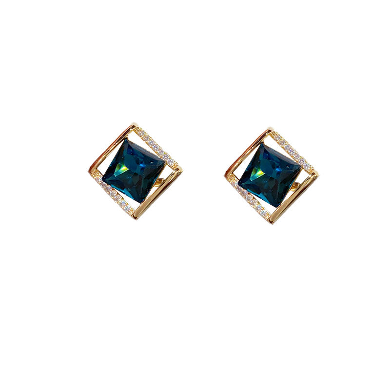 14k Gold-plated Elegant Diamond Zircon Stud Earrings - Minimalist Design