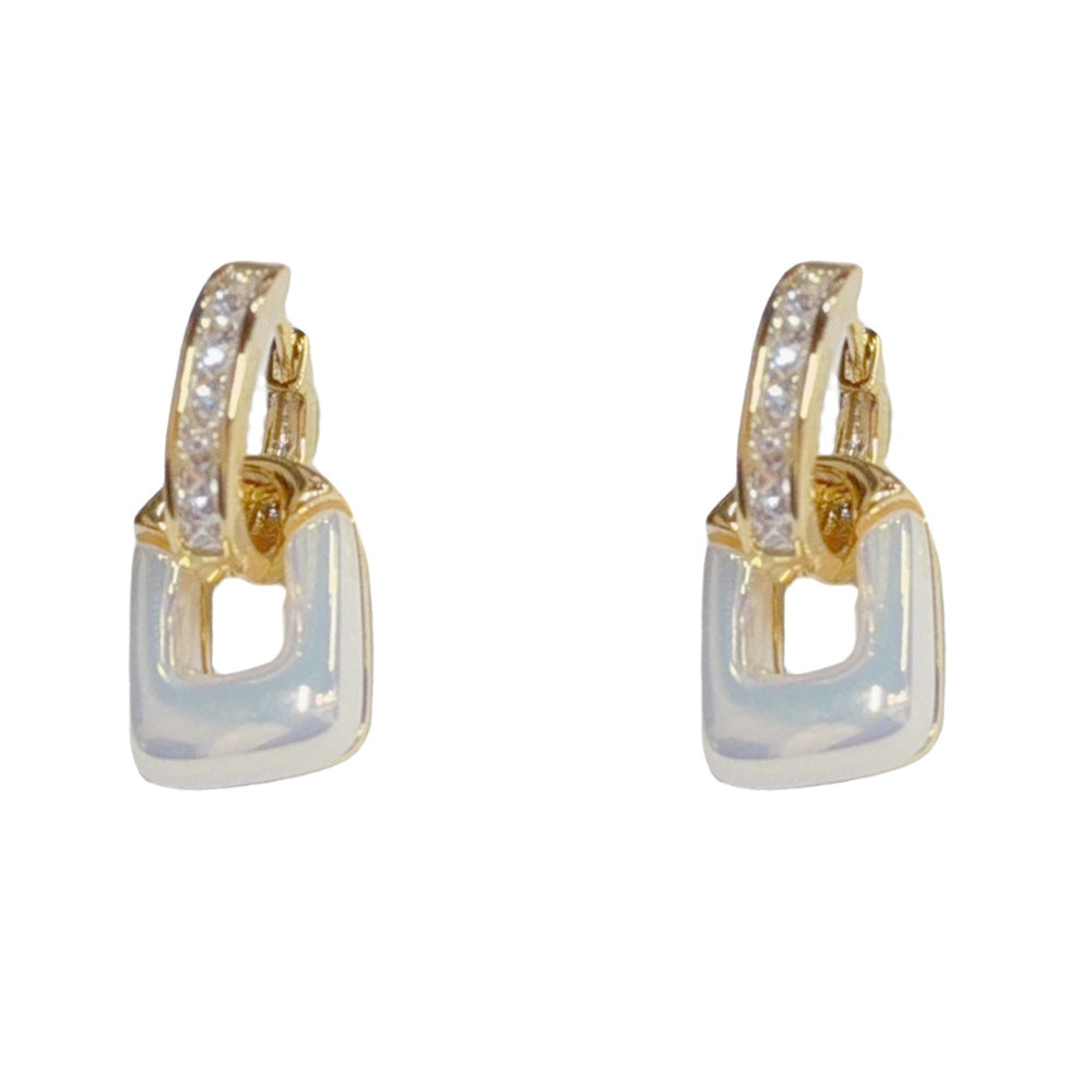Eaioncol CZ Two-Way Mermaid Pearl Earrings 14K Gold Plated