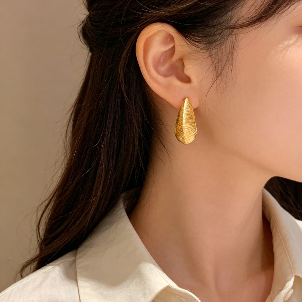 Eaioncol Textured Teardrop Hoop Earrings Gold Silver