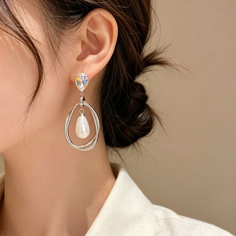 Eaioncol Vintage Metal Pearl Teardrop Earrings Gold Silver