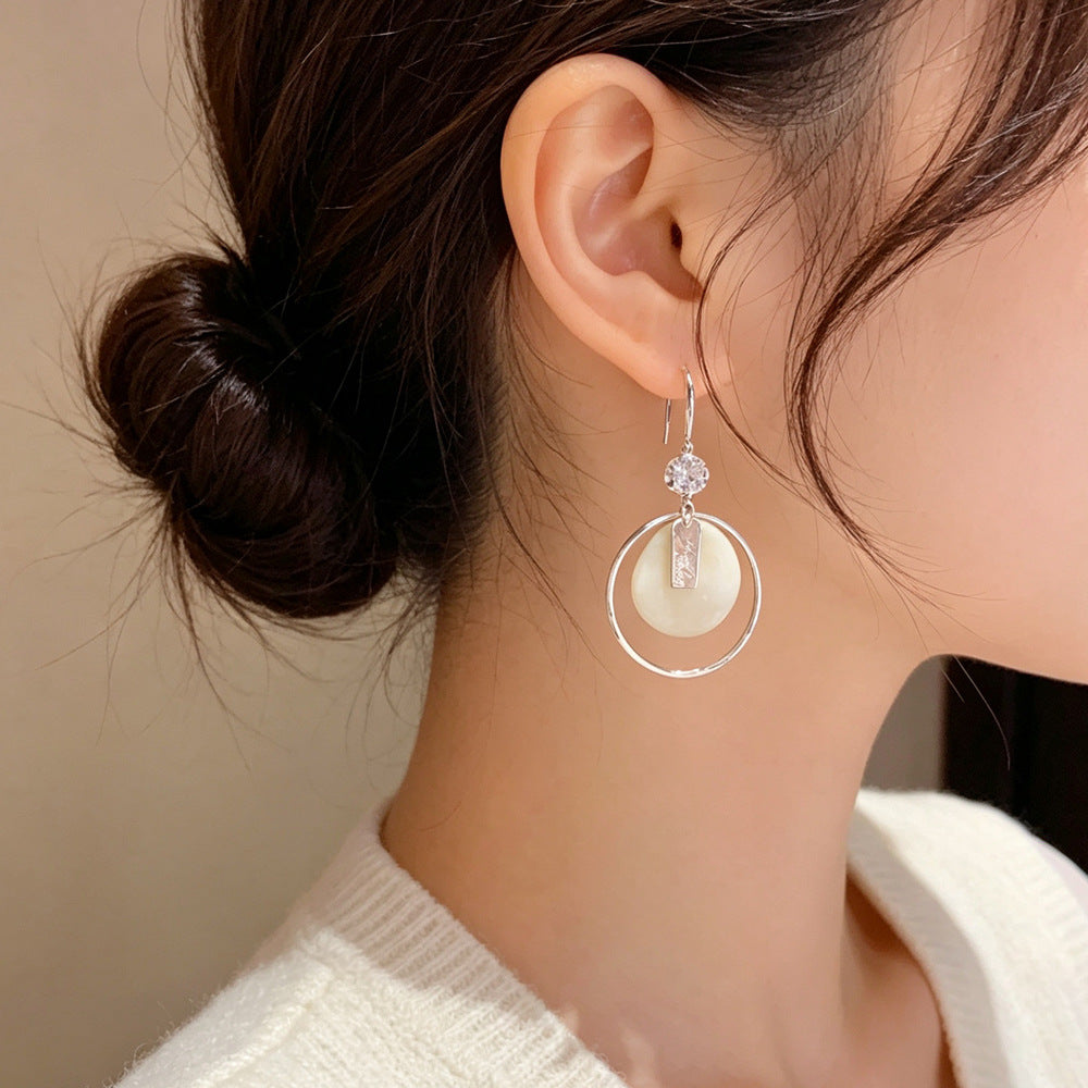 Eaioncol Letter Plate Circle Ear Hooks Earrings Silver