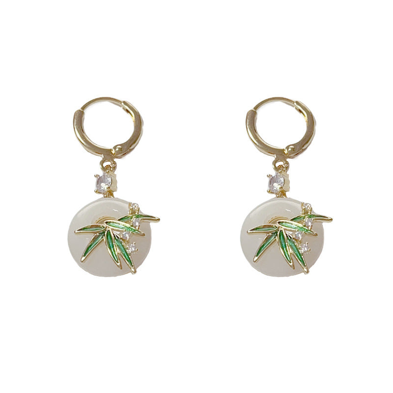 Faux Jade Enamel Peace Buckle Earrings & Necklace Set – Elegant Design
