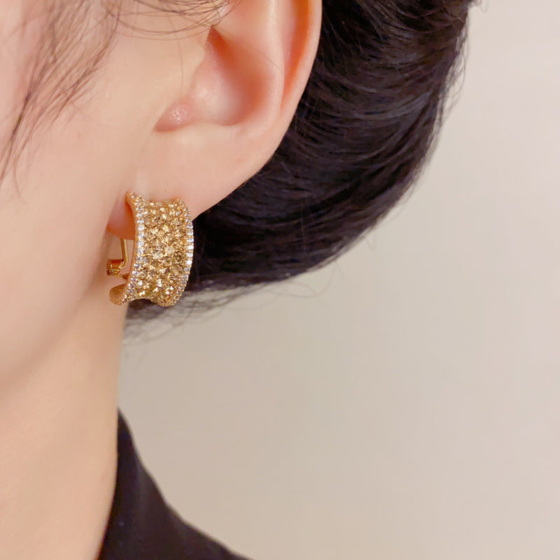 Eaioncol Full CZ Geometric Stud Earrings Gold Silver