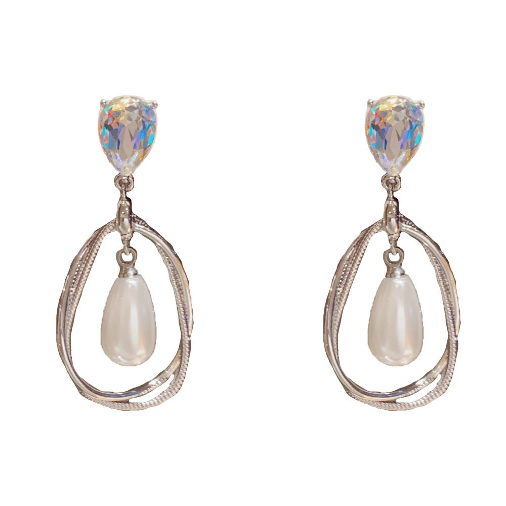 Eaioncol Vintage Metal Pearl Teardrop Earrings Gold Silver