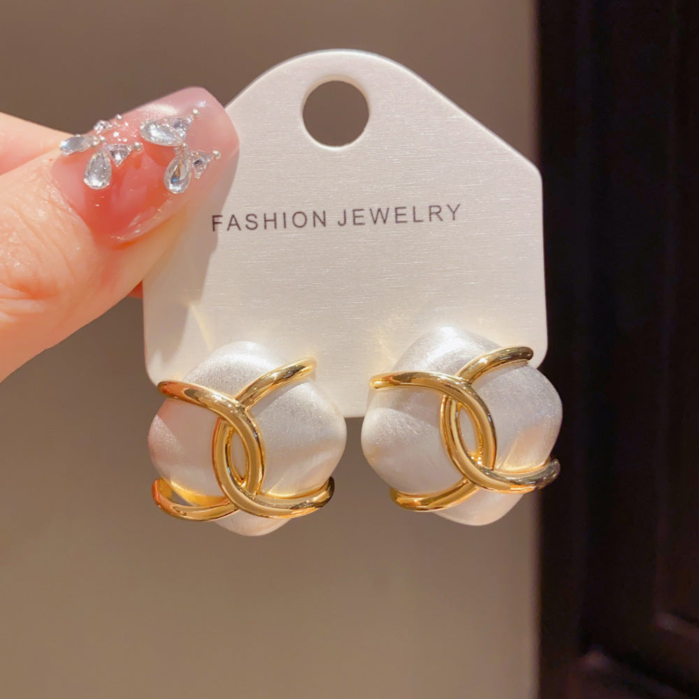 Eaioncol Brushed Two-Tone Wrap Hoop Earrings Gold Silver