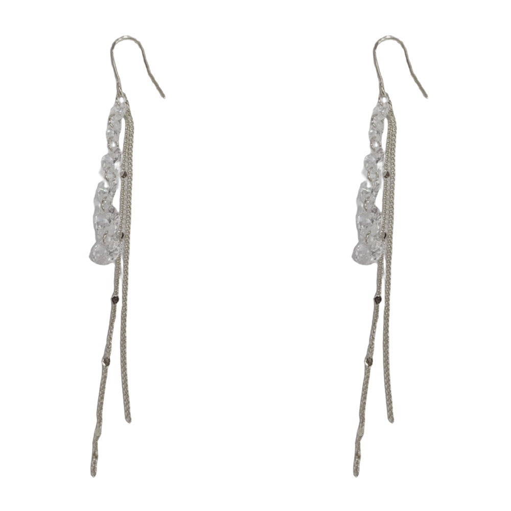 Eaioncol CZ Chain Tassel Ear Hooks 14K Gold & Silver Plated