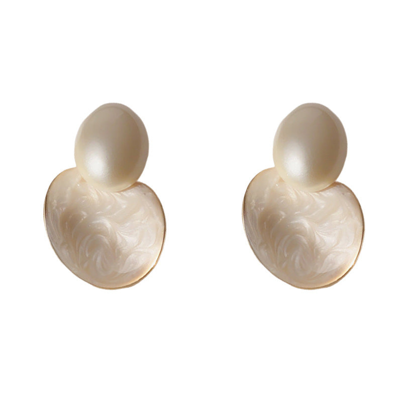 Luxury Geometric Color-Block Oval Stud Earrings – Elegant Design