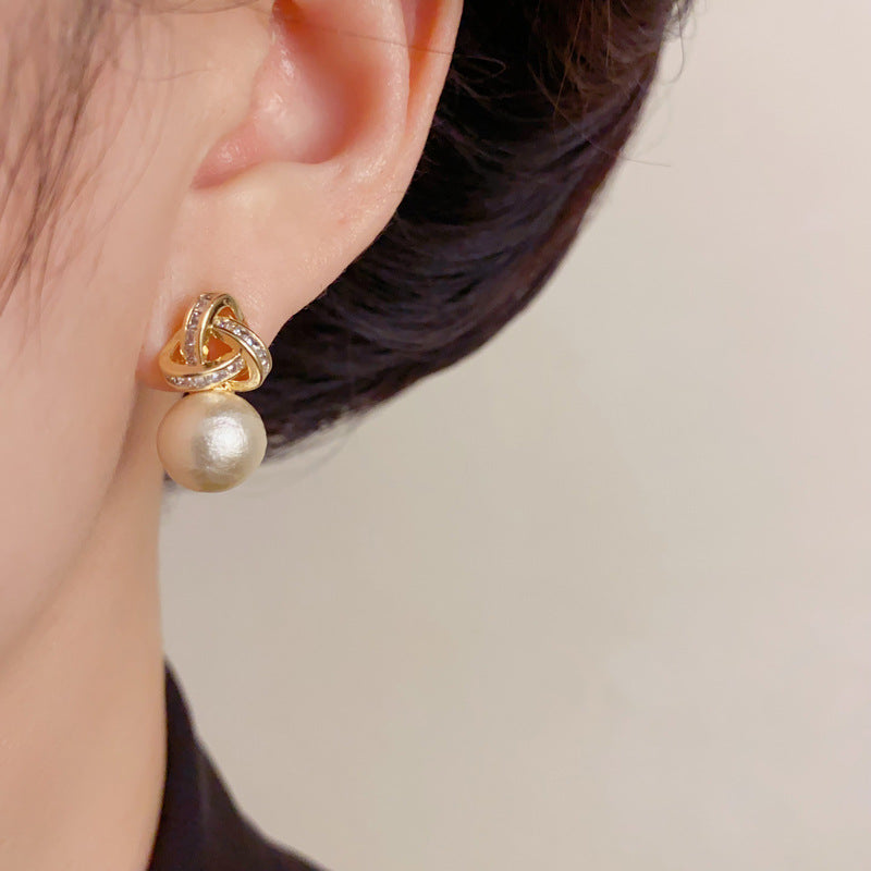 Elegant Zircon Halo Cotton Ball Stud Earrings – Minimalist Design