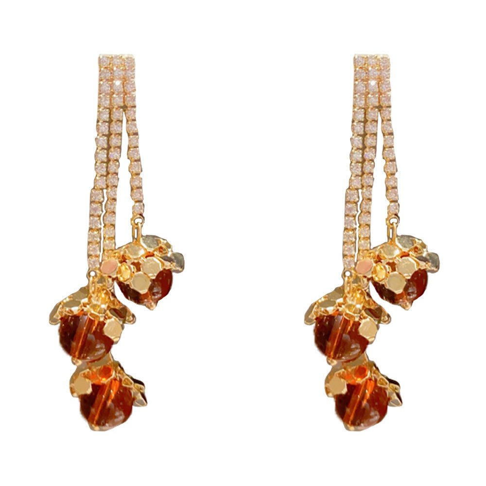 Eaioncol CZ Pearl & Resin Tassel Earrings 14K Gold Plated Silver