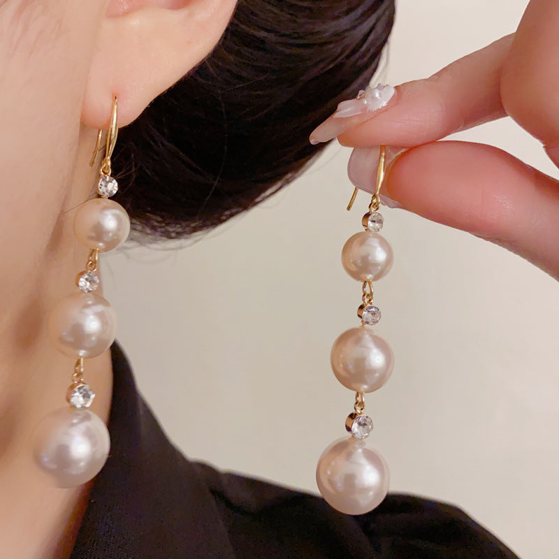 Luxury Long Pearl Tassel Drop Earrings – Elegant Design