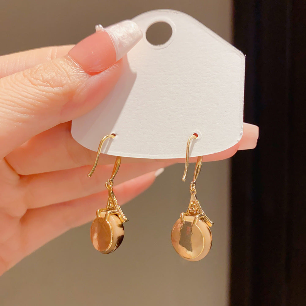 Eaioncol Leopard Fan Circle Ear Hooks Gold