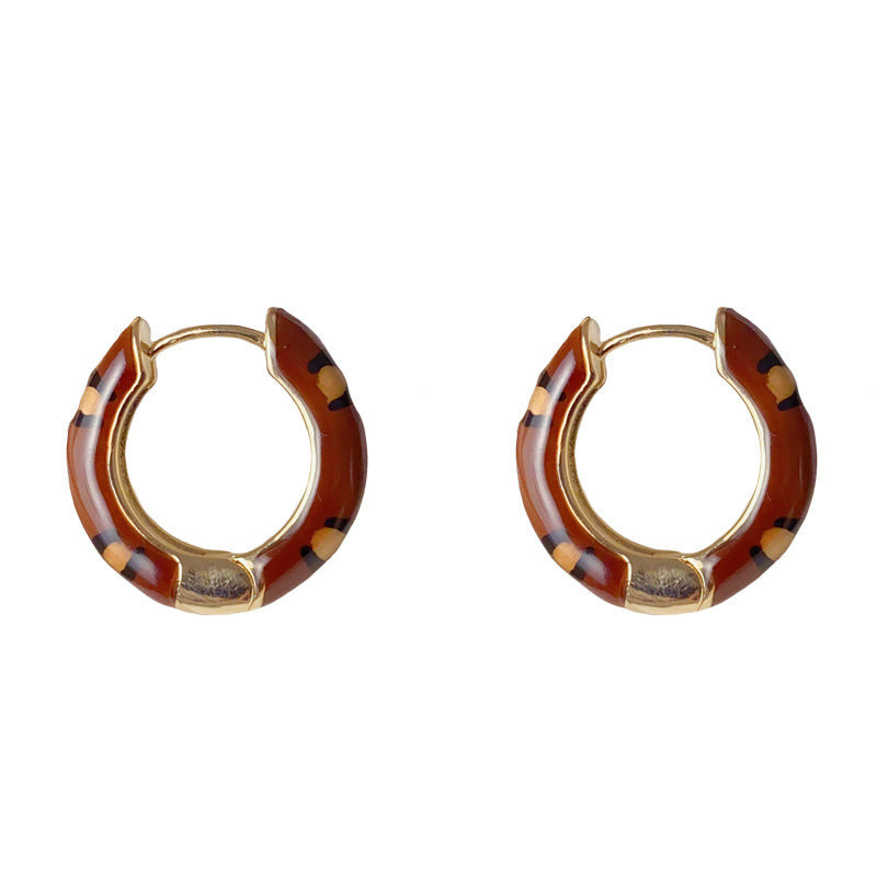 Luxury Leopard Print Round Circle Ear Cuff Earrings – Geometric Design